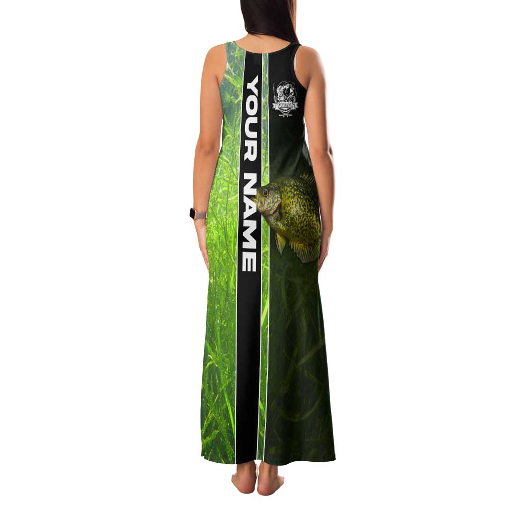 Crappie Fish Green Underwater Graphic Tank Maxi Dress with Custom Name and Fishing Logo Design - Wonder Print Shop