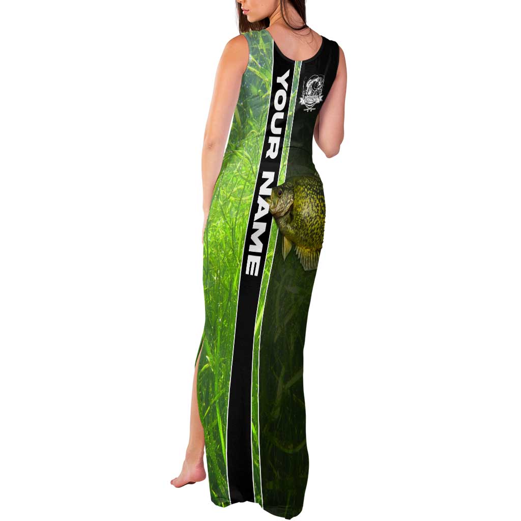 Crappie Fish Green Underwater Graphic Tank Maxi Dress with Custom Name and Fishing Logo Design - Wonder Print Shop