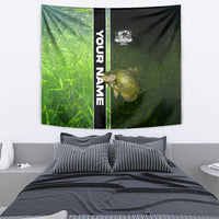 Crappie Fish Green Underwater Graphic Tapestry with Custom Name and Fishing Logo Design - Wonder Print Shop