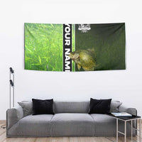 Crappie Fish Green Underwater Graphic Tapestry with Custom Name and Fishing Logo Design - Wonder Print Shop