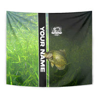 Crappie Fish Green Underwater Graphic Tapestry with Custom Name and Fishing Logo Design - Wonder Print Shop
