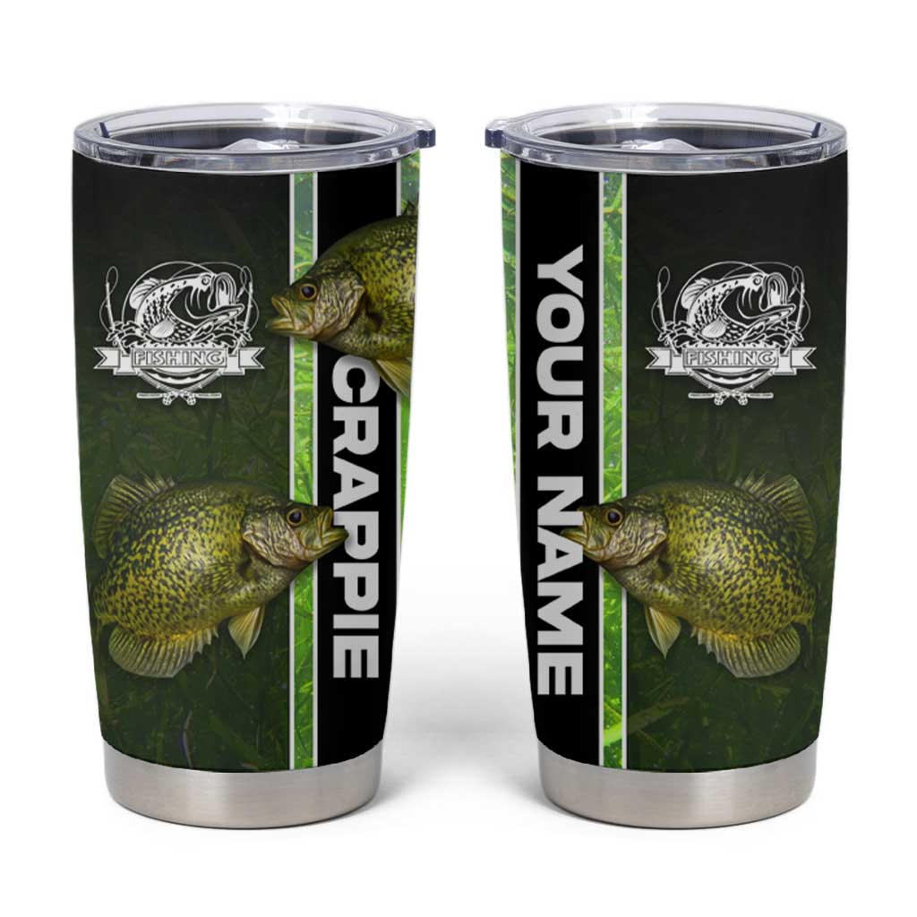 Crappie Fish Green Underwater Graphic Tumbler Cup with Custom Name and Fishing Logo Design - Wonder Print Shop