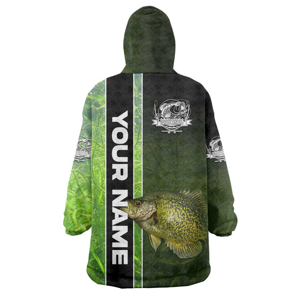 Crappie Fish Green Underwater Graphic Wearable Blanket Hoodie with Custom Name and Fishing Logo Design - Wonder Print Shop