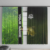 Crappie Fish Green Underwater Graphic Window Curtain with Custom Name and Fishing Logo Design - Wonder Print Shop