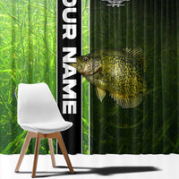 Crappie Fish Green Underwater Graphic Window Curtain with Custom Name and Fishing Logo Design - Wonder Print Shop