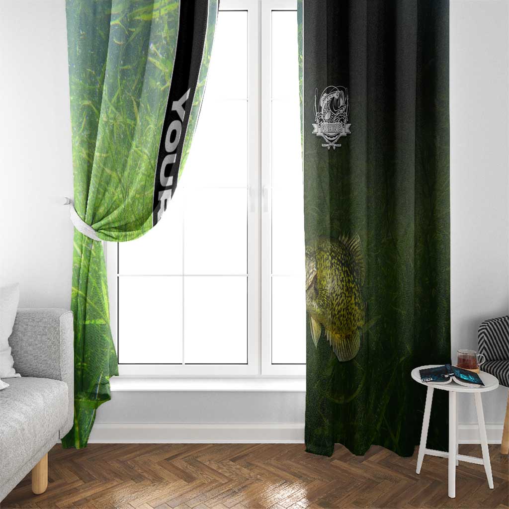 Crappie Fish Green Underwater Graphic Window Curtain with Custom Name and Fishing Logo Design - Wonder Print Shop