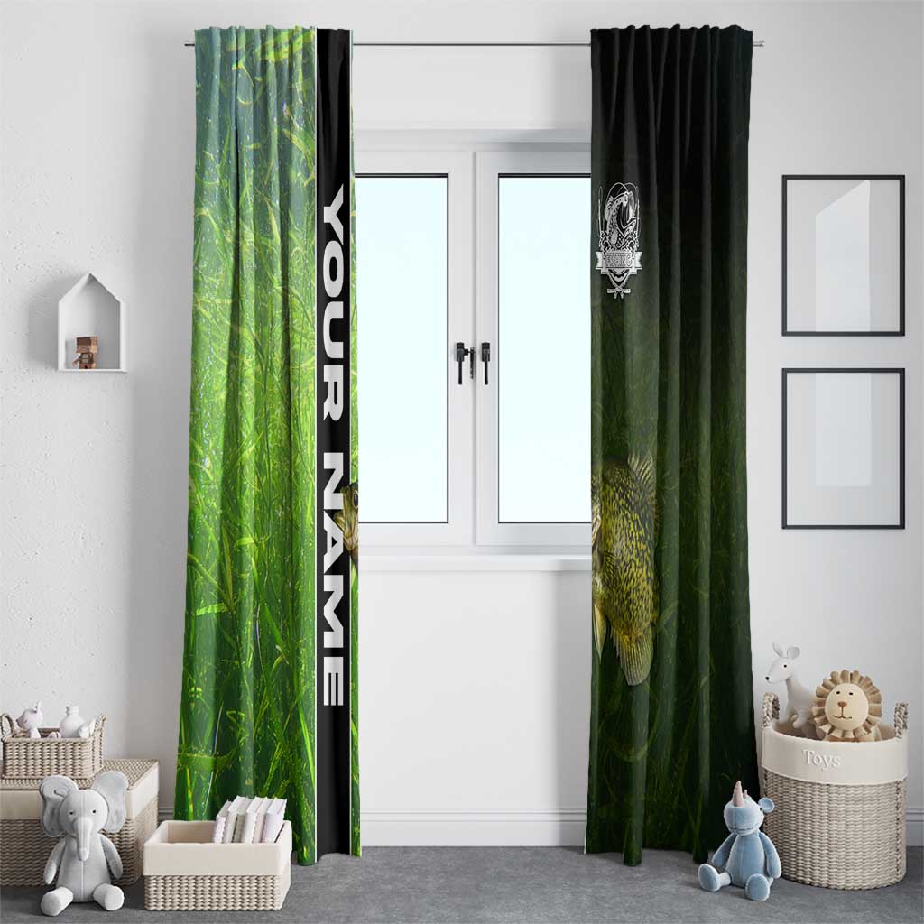 Crappie Fish Green Underwater Graphic Window Curtain with Custom Name and Fishing Logo Design - Wonder Print Shop
