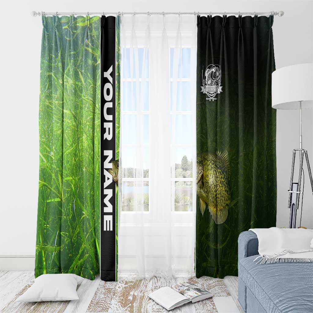 Crappie Fish Green Underwater Graphic Window Curtain with Custom Name and Fishing Logo Design - Wonder Print Shop