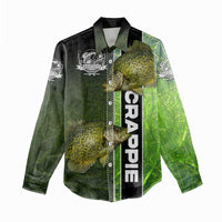 Crappie Fish Green Underwater Graphic Women Casual Shirt with Custom Name and Fishing Logo Design - Wonder Print Shop