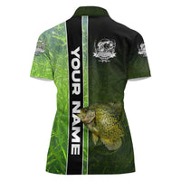 Crappie Fish Green Underwater Graphic Women Polo Shirt with Custom Name and Fishing Logo Design - Wonder Print Shop