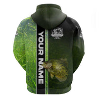 Crappie Fish Green Underwater Graphic Zip Hoodie with Custom Name and Fishing Logo Design - Wonder Print Shop