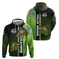 Crappie Fish Green Underwater Graphic Zip Hoodie with Custom Name and Fishing Logo Design - Wonder Print Shop