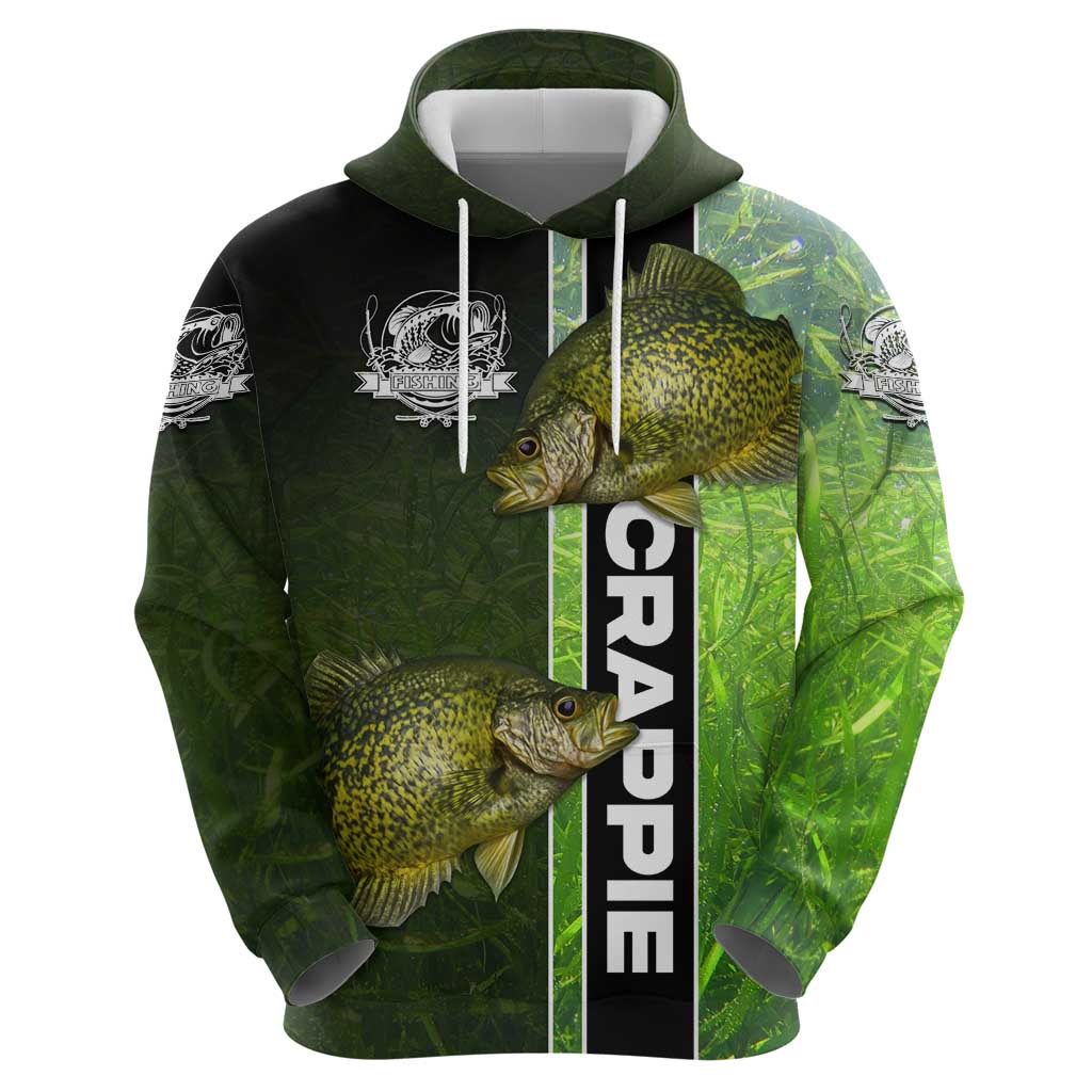 Crappie Fish Green Underwater Graphic Zip Hoodie with Custom Name and Fishing Logo Design - Wonder Print Shop