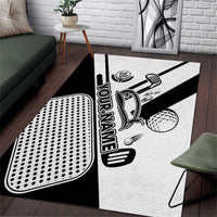 Golf Club Monochrome Design Area Rug with Golf Ball and Club Graphic and Custom Name Print - Wonder Print Shop