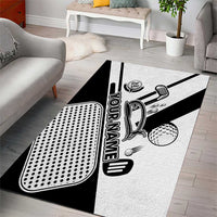 Golf Club Monochrome Design Area Rug with Golf Ball and Club Graphic and Custom Name Print - Wonder Print Shop