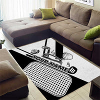 Golf Club Monochrome Design Area Rug with Golf Ball and Club Graphic and Custom Name Print - Wonder Print Shop