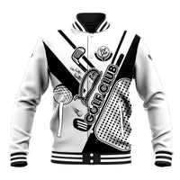 Golf Club Monochrome Design Baseball Jacket with Golf Ball and Club Graphic and Custom Name Print - Wonder Print Shop