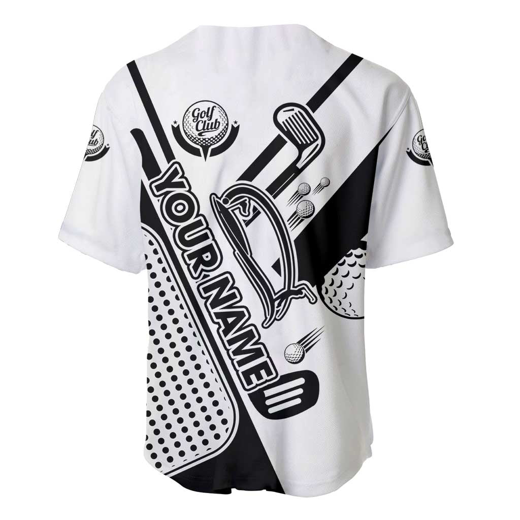 Golf Club Monochrome Design Baseball Jersey with Golf Ball and Club Graphic and Custom Name Print - Wonder Print Shop