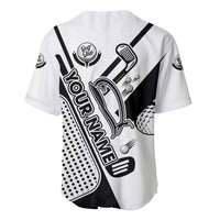 Golf Club Monochrome Design Baseball Jersey with Golf Ball and Club Graphic and Custom Name Print - Wonder Print Shop