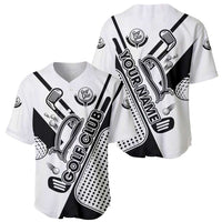 Golf Club Monochrome Design Baseball Jersey with Golf Ball and Club Graphic and Custom Name Print - Wonder Print Shop