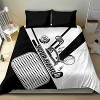 Golf Club Monochrome Design Bedding Set with Golf Ball and Club Graphic and Custom Name Print - Wonder Print Shop