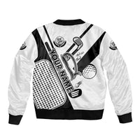 Golf Club Monochrome Design Bomber Jacket with Golf Ball and Club Graphic and Custom Name Print - Wonder Print Shop