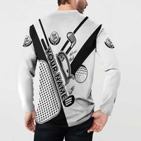 Golf Club Monochrome Design Button Sweatshirt with Golf Ball and Club Graphic and Custom Name Print - Wonder Print Shop