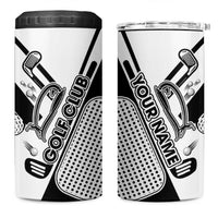 Golf Club Monochrome Design 4 in 1 Can Cooler Tumbler with Golf Ball and Club Graphic and Custom Name Print - Wonder Print Shop