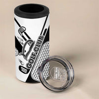 Golf Club Monochrome Design 4 in 1 Can Cooler Tumbler with Golf Ball and Club Graphic and Custom Name Print - Wonder Print Shop