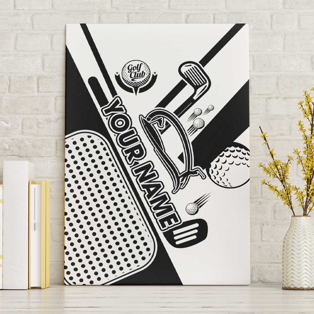 Golf Club Monochrome Design Canvas Wall Art with Golf Ball and Club Graphic and Custom Name Print - Wonder Print Shop