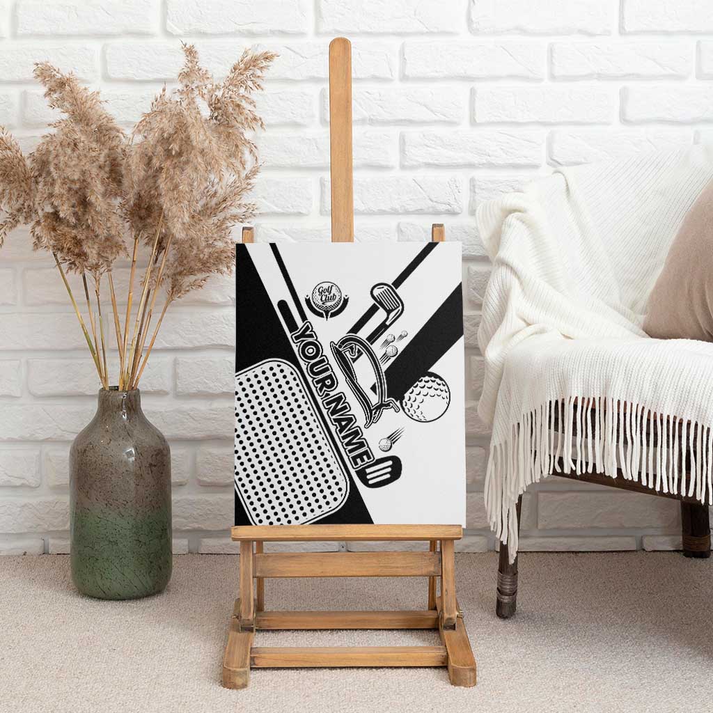 Golf Club Monochrome Design Canvas Wall Art with Golf Ball and Club Graphic and Custom Name Print - Wonder Print Shop