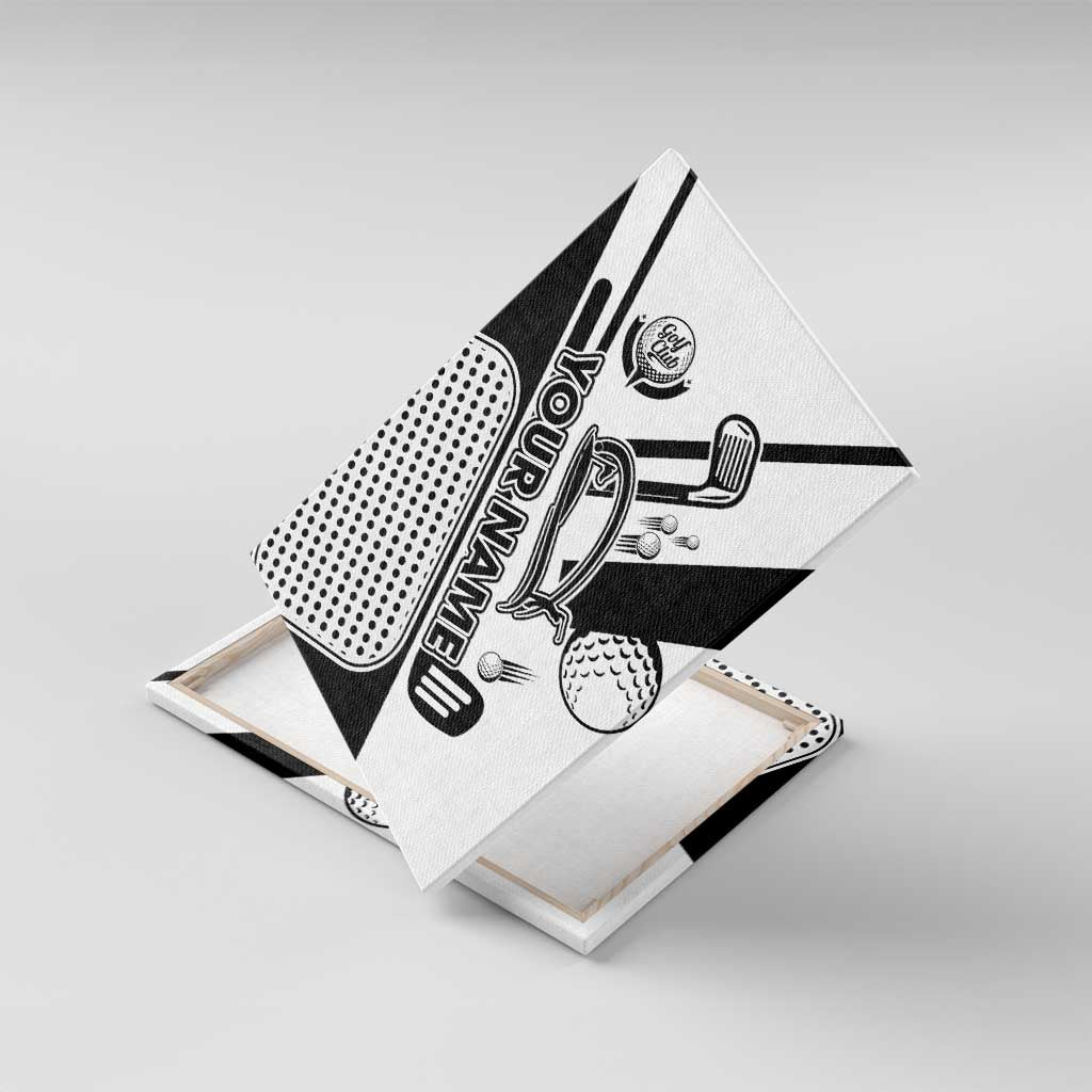 Golf Club Monochrome Design Canvas Wall Art with Golf Ball and Club Graphic and Custom Name Print - Wonder Print Shop