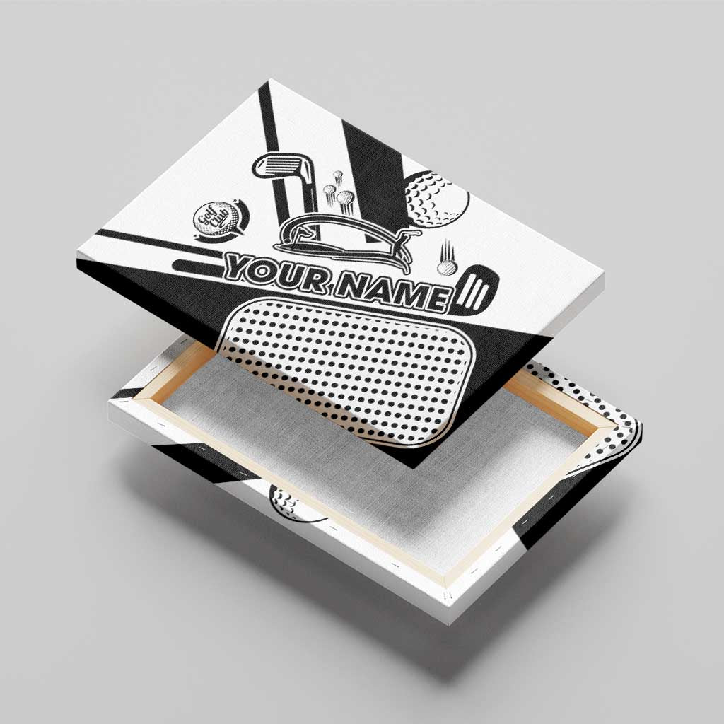 Golf Club Monochrome Design Canvas Wall Art with Golf Ball and Club Graphic and Custom Name Print - Wonder Print Shop