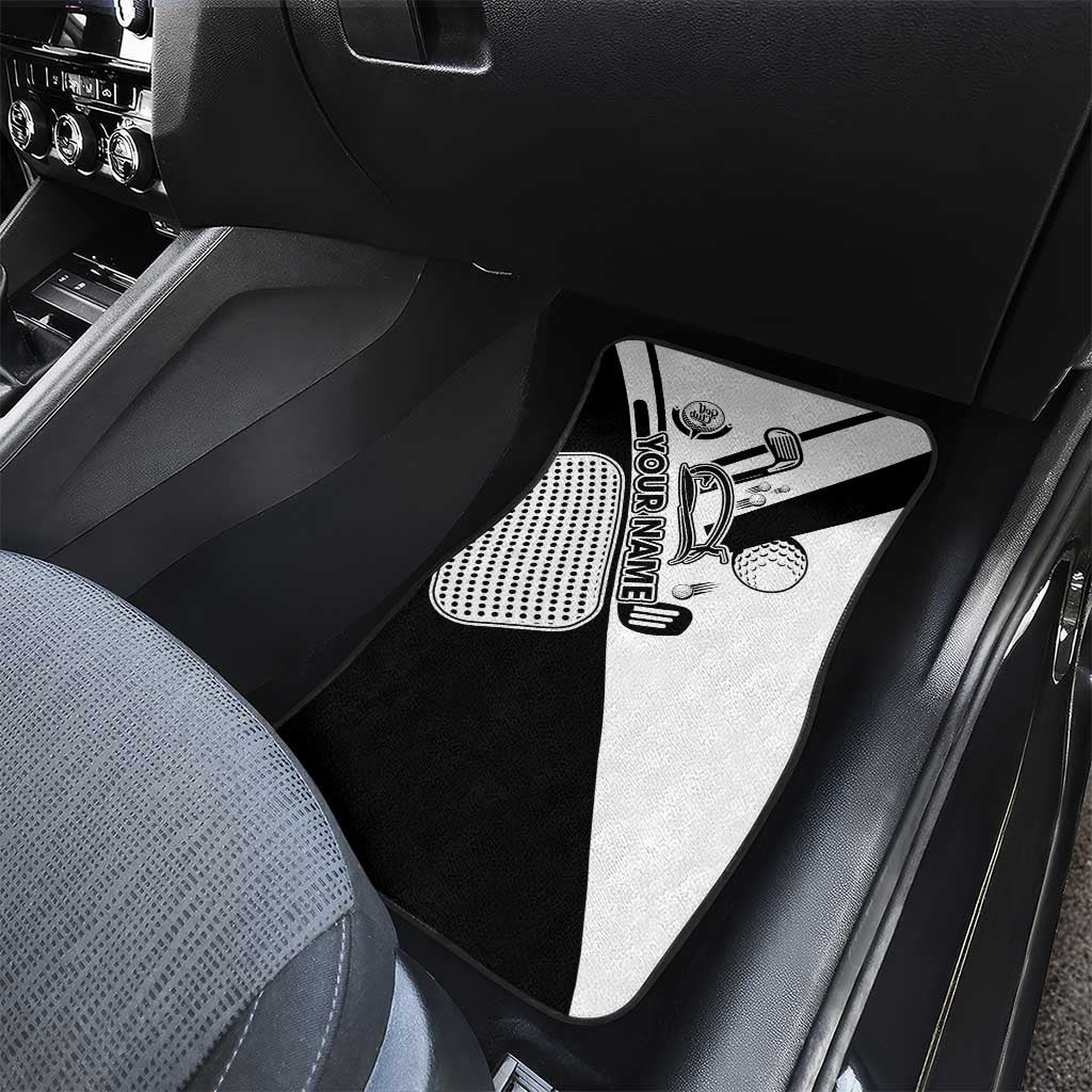 Golf Club Monochrome Design Car Mats with Golf Ball and Club Graphic and Custom Name Print - Wonder Print Shop
