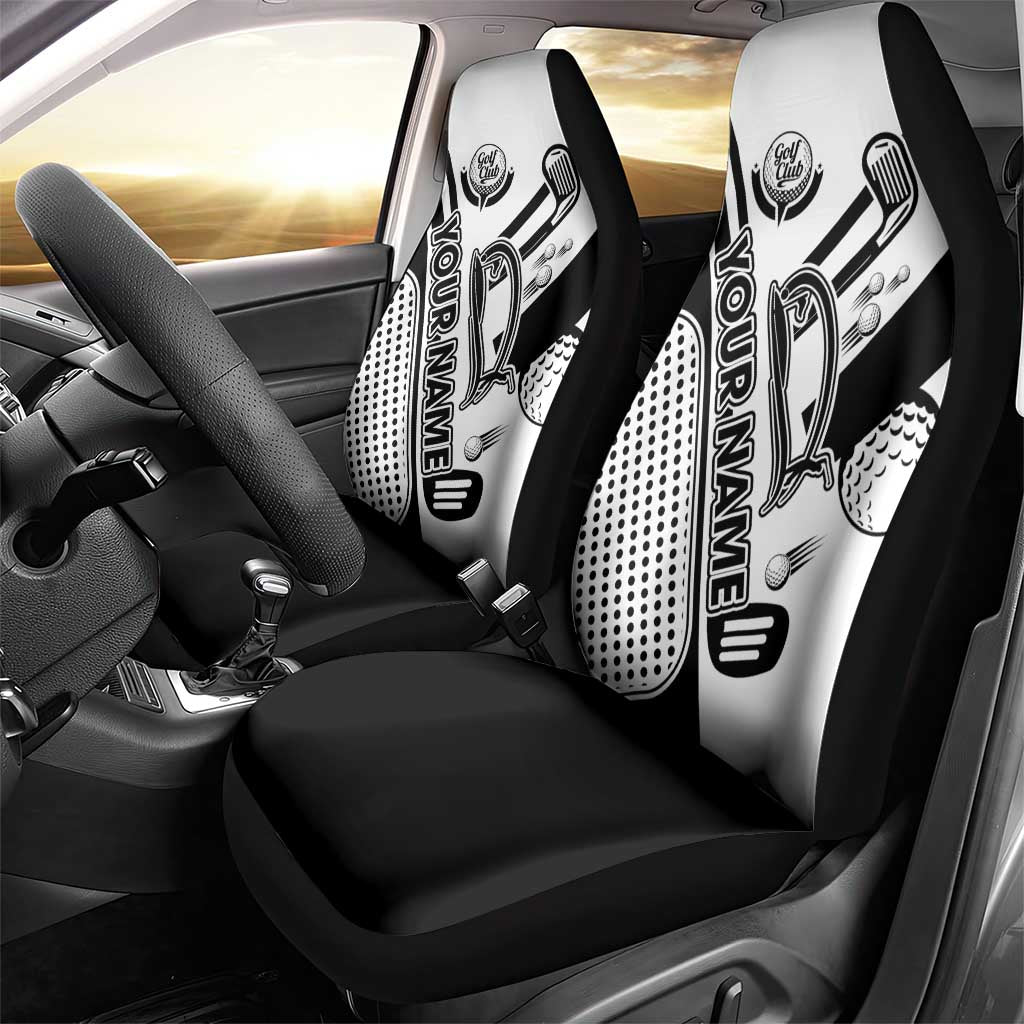 Golf Club Monochrome Design Car Seat Cover with Golf Ball and Club Graphic and Custom Name Print - Wonder Print Shop