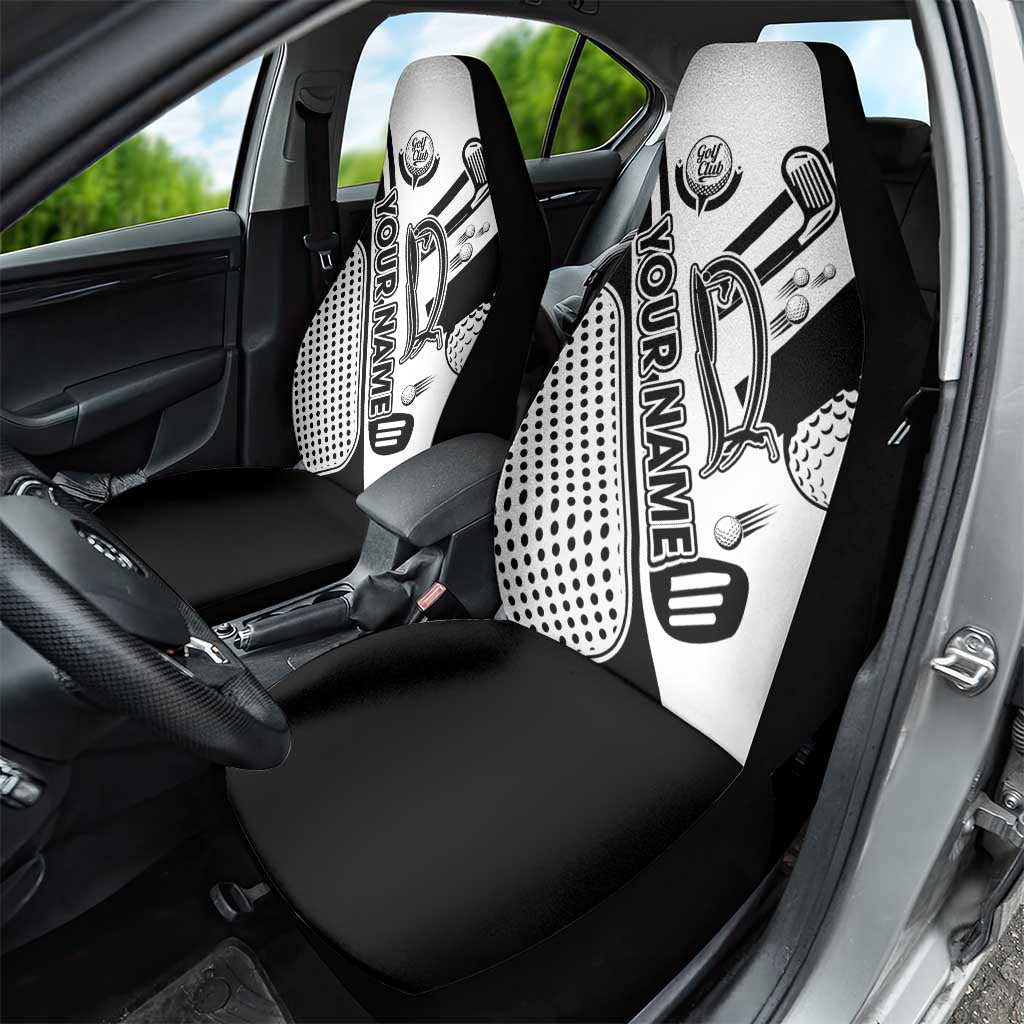 Golf Club Monochrome Design Car Seat Cover with Golf Ball and Club Graphic and Custom Name Print - Wonder Print Shop