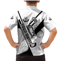 Golf Club Monochrome Design Family Matching Mermaid Dress and Hawaiian Shirt with Golf Ball and Club Graphic and Custom Name Print - Wonder Print Shop