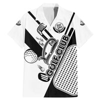Golf Club Monochrome Design Family Matching Mermaid Dress and Hawaiian Shirt with Golf Ball and Club Graphic and Custom Name Print - Wonder Print Shop