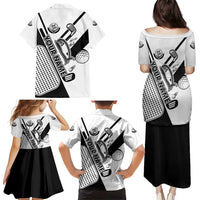 Golf Club Monochrome Design Family Matching Puletasi and Hawaiian Shirt with Golf Ball and Club Graphic and Custom Name Print - Wonder Print Shop