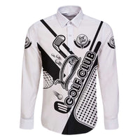 Golf Club Monochrome Design Family Matching Short Sleeve Bodycon Dress and Hawaiian Shirt with Golf Ball and Club Graphic and Custom Name Print - Wonder Print Shop