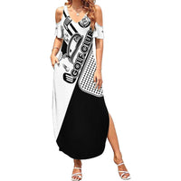 Golf Club Monochrome Design Family Matching Summer Maxi Dress and Hawaiian Shirt with Golf Ball and Club Graphic and Custom Name Print - Wonder Print Shop