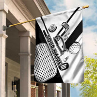 Golf Club Monochrome Design Garden Flag with Golf Ball and Club Graphic and Custom Name Print - Wonder Print Shop