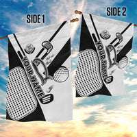 Golf Club Monochrome Design Garden Flag with Golf Ball and Club Graphic and Custom Name Print - Wonder Print Shop