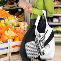 Golf Club Monochrome Design Grocery Bag with Golf Ball and Club Graphic and Custom Name Print - Wonder Print Shop