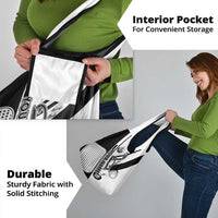 Golf Club Monochrome Design Grocery Bag with Golf Ball and Club Graphic and Custom Name Print - Wonder Print Shop