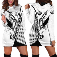 Golf Club Monochrome Design Hoodie Dress with Golf Ball and Club Graphic and Custom Name Print - Wonder Print Shop