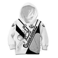 Golf Club Monochrome Design Kid Hoodie with Golf Ball and Club Graphic and Custom Name Print - Wonder Print Shop