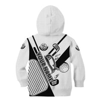 Golf Club Monochrome Design Kid Hoodie with Golf Ball and Club Graphic and Custom Name Print - Wonder Print Shop