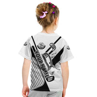 Golf Club Monochrome Design Kid T Shirt with Golf Ball and Club Graphic and Custom Name Print - Wonder Print Shop