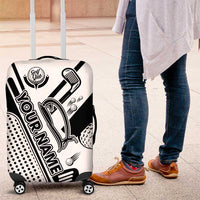 Golf Club Monochrome Design Luggage Cover with Golf Ball and Club Graphic and Custom Name Print - Wonder Print Shop